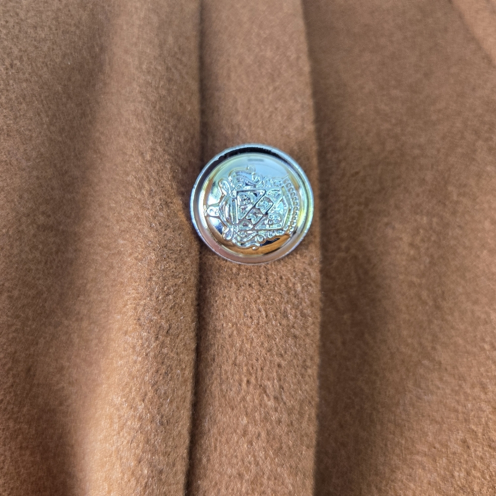 Felt Military Style Cropped Jacket Gold Buttons Lined Rust Color Size XL - Picture 4 of 9